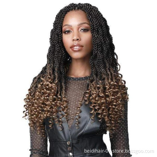 Wavy Senegalese Twist Braids Crochet Hair with Loose Curl Ends Twisted Braid Hair Extension14inch 35 Strands